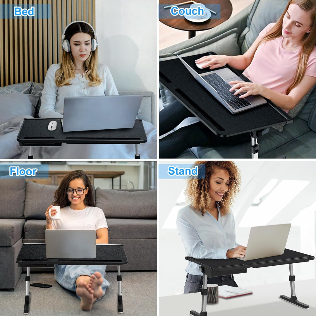Laptop-Bett-Schreibtisch – 2 Stopper, PVC-Leder, Betttisch mit 5 Höhen und 4 Winkeln, faltbarer gros