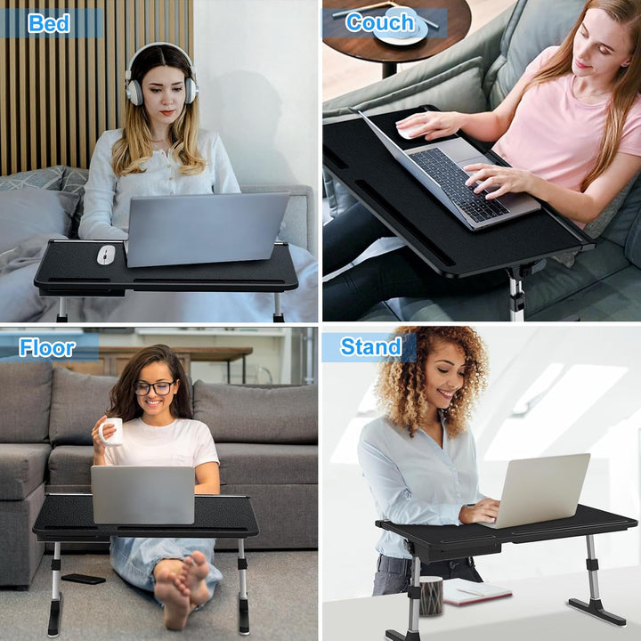 Laptop-Bett-Schreibtisch – 2 Stopper, PVC-Leder, Betttisch mit 5 Höhen und 4 Winkeln, faltbarer gros