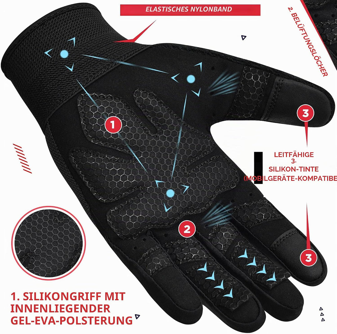 RDX Fitness Handschuhe Vollfinger Damen Herren, Gewichtheben Touchscreen Trainingshandschuhe, Bodybu