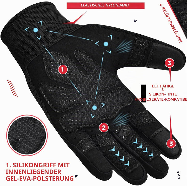 RDX Fitness Handschuhe Vollfinger Damen Herren, Gewichtheben Touchscreen Trainingshandschuhe, Bodybu