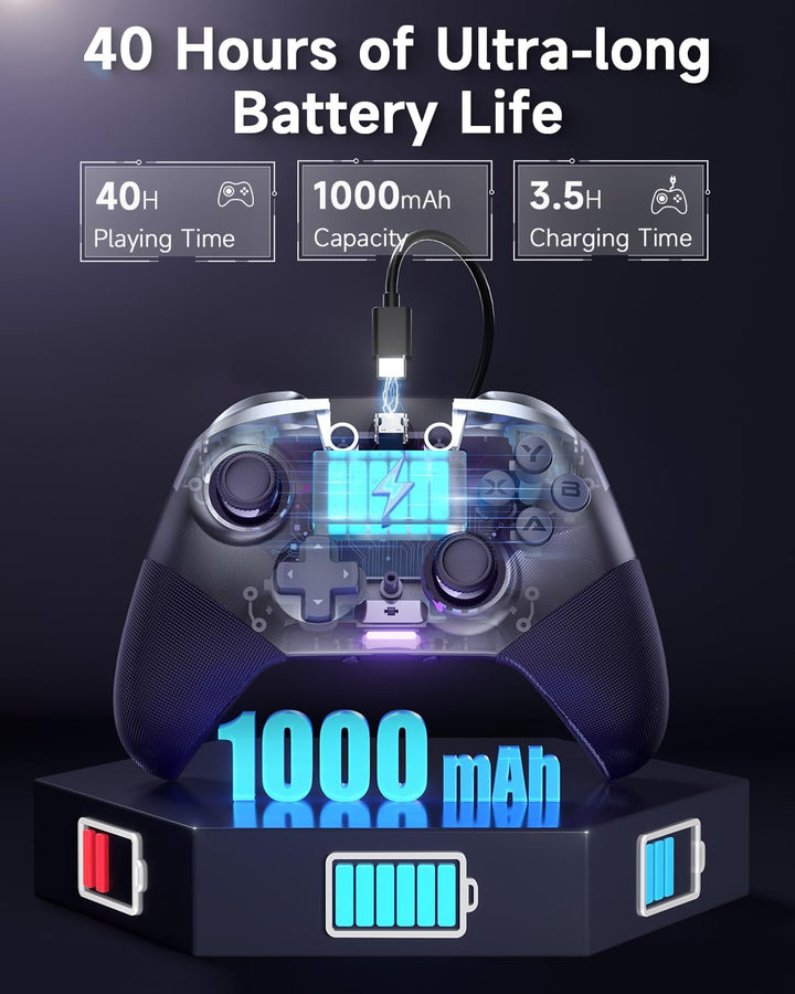 EasySMX X10 PC Controller mit Hall Triggers und Joysticks, Bluetooth Wireless Controller mit mechani