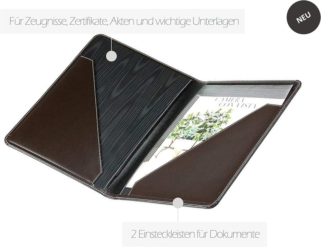 DELMON VARONE - Personalisierbare Urkundenmappe DIN A4 aus Cambridge Top Grain Leder braun, Dokument