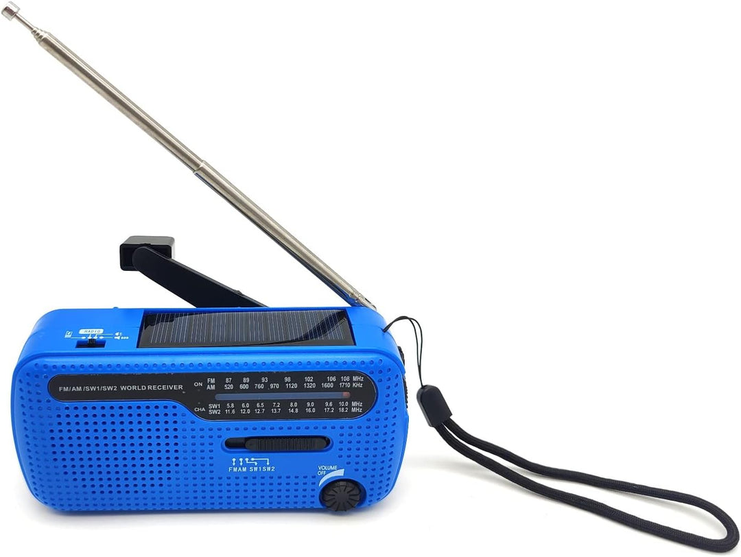 Kurbelradio, Solar & Kurbel Notfallradio, AM/FM/SW Radio, Tragbares Retro Radio mit Weltempfänger, A