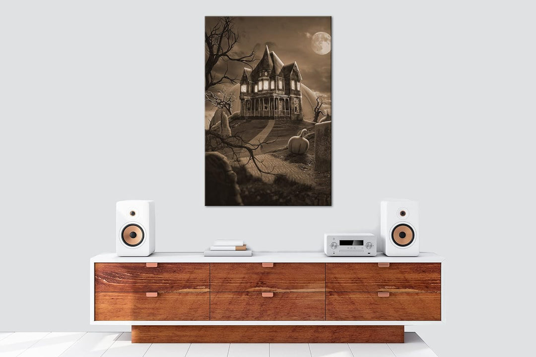 deyoli Helloween Villa Format: 80x60 Effekt: Sepia als Leinwandbild, Motiv fertig gerahmt auf Echtho
