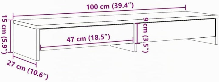 vidaXL Monitorständer mit Schubladen Schwarz Eichen-Optik 100x27x15 cm, Monitorerhöhung, Schreibtisc
