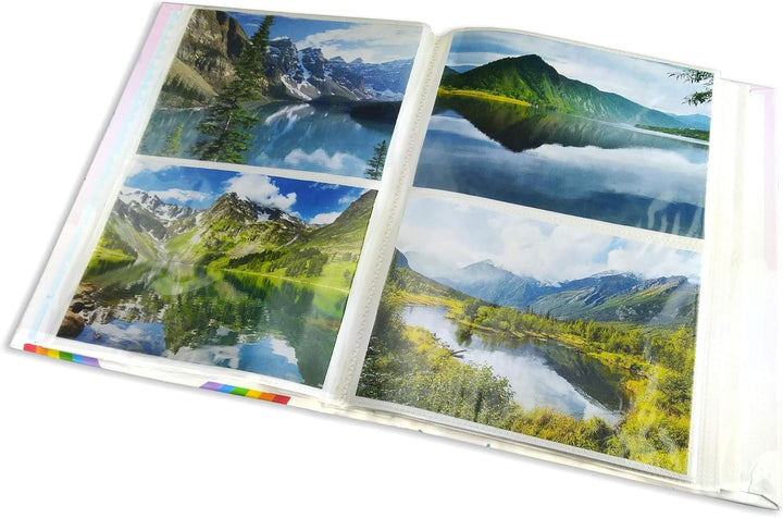 Fotoalbum mit Einsteckfächern 21 x 28 cm für 200 Fotos 13 x 18 cm, Einband aus rosa Baumwolle