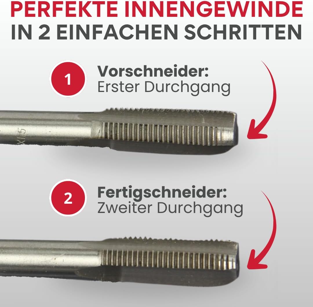 Set 110-tlg Gewindeschneider + Gewindebohrer | Metrisch | M2–M18 | 0,4-2mm | Innen- & Aussengewinde