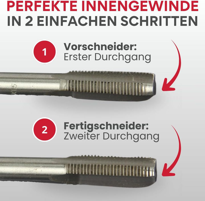 Set 110-tlg Gewindeschneider + Gewindebohrer | Metrisch | M2–M18 | 0,4-2mm | Innen- & Aussengewinde