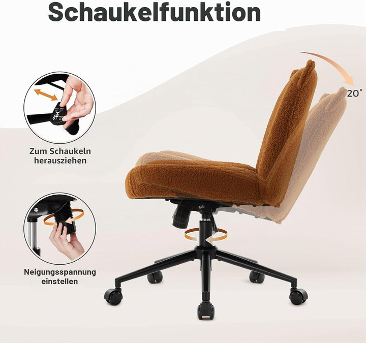 IWMH Bürostuhl ohne Armlehnen, Höhenverstellbar Drehstuhl mit Rollen, Schreibtischstuhl mit Stoffpol