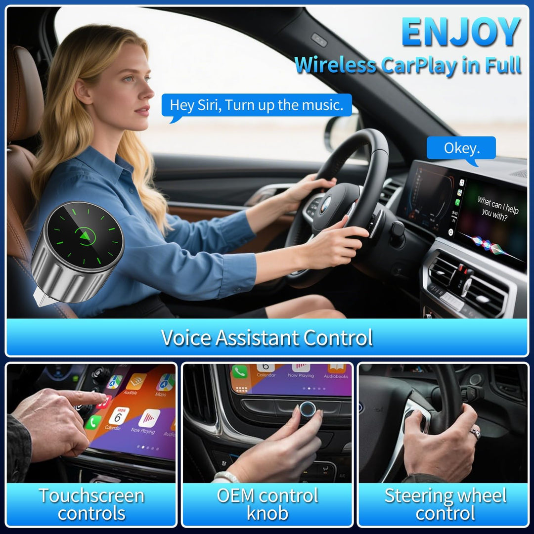 2-in-1 Wireless CarPlay & Android Auto Adapter, Superschnelle Konvertieren Wired CarPlay to Wireless