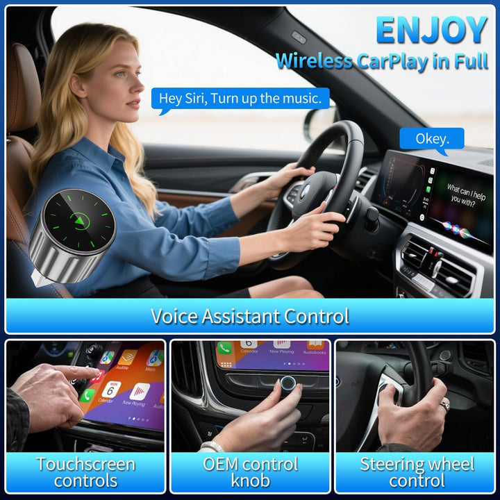 2-in-1 Wireless CarPlay & Android Auto Adapter, Superschnelle Konvertieren Wired CarPlay to Wireless