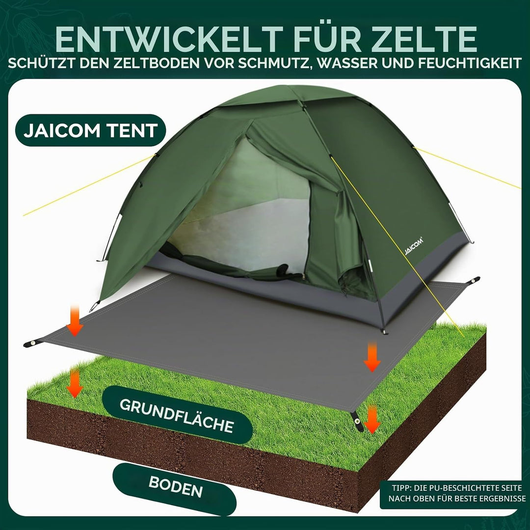 JAICOM Zeltplane - Tarp Wasserdicht, 1-6 Personen Zeltunterlage, PU 3000mm | 210T Oxford Camping Zel