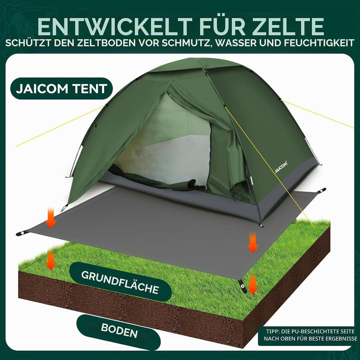 JAICOM Zeltplane - Tarp Wasserdicht, 1-6 Personen Zeltunterlage, PU 3000mm | 210T Oxford Camping Zel