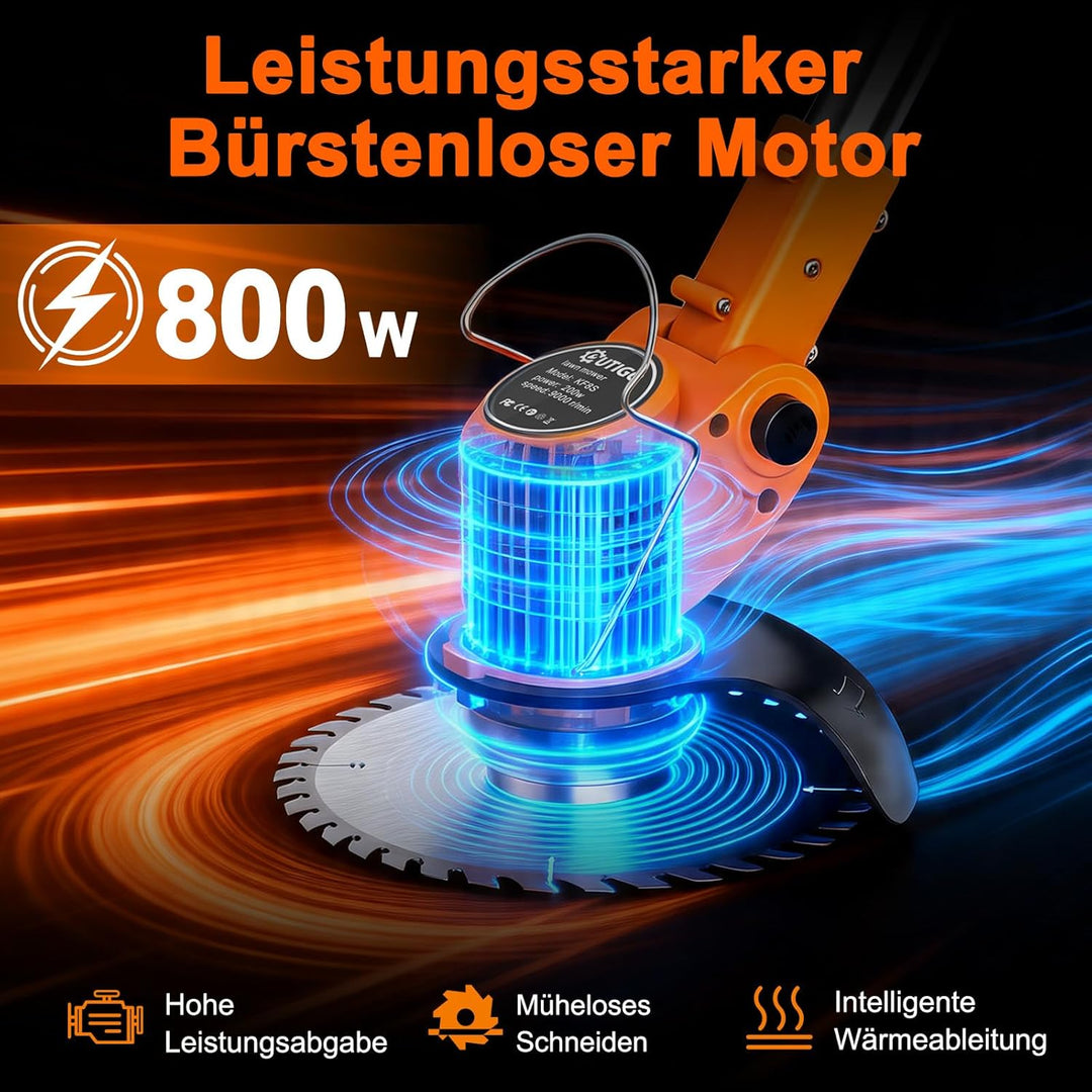 Akku-Rasentrimmer mit 2 * 21V Akku, 4 Messer, dreifach klappbarer Mäher, Rasenmäher, Akku-Gartenmähe