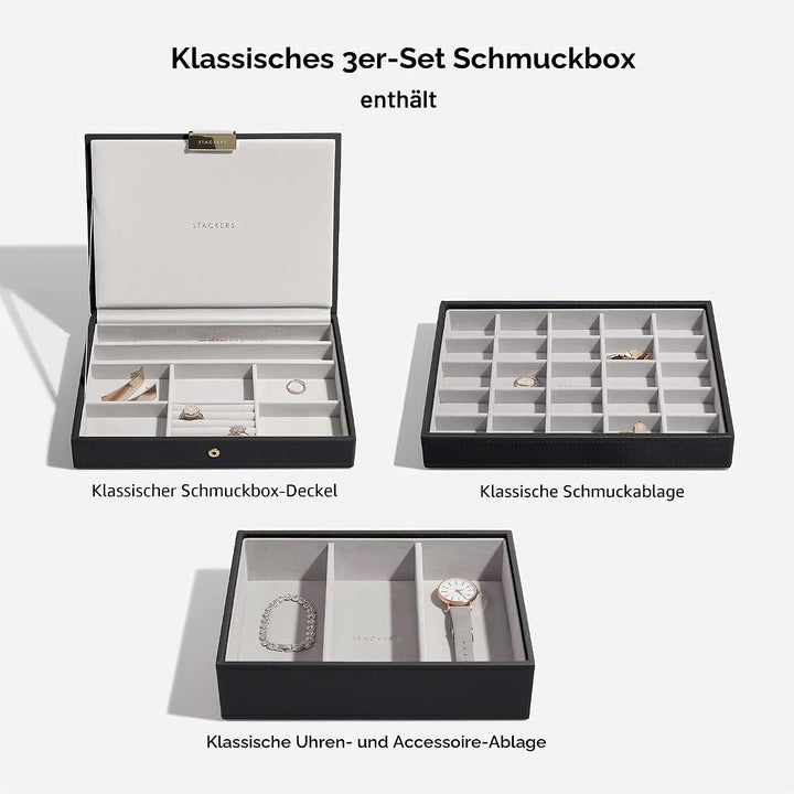 Stackers Schwarz Klassisch Schmuckschatulle -3, Schwarz