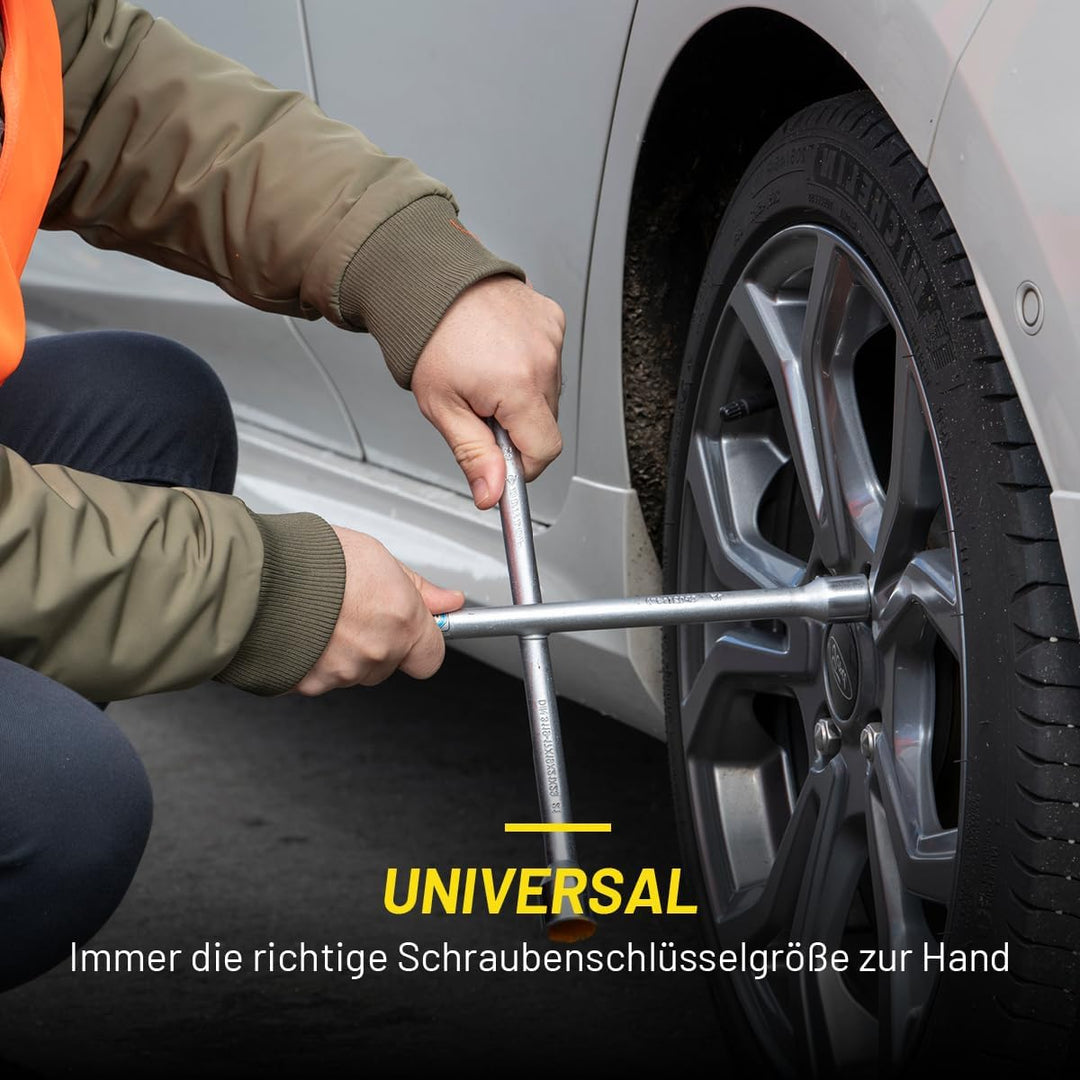 DUNLOP Wagenkreuz – Kreuzschlüssel Auto passend für die Abmessungen 17–19–21–23 mm – Radkreuzschlüss