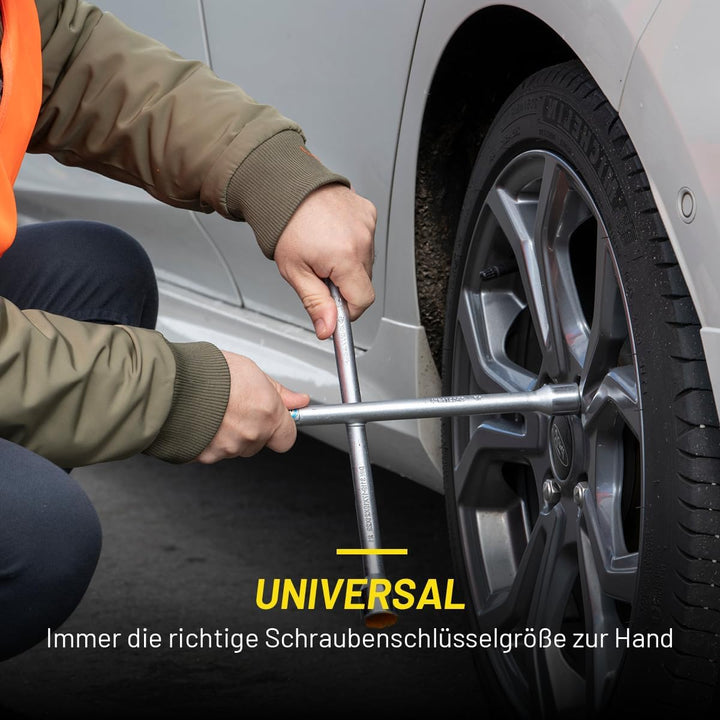 DUNLOP Wagenkreuz – Kreuzschlüssel Auto passend für die Abmessungen 17–19–21–23 mm – Radkreuzschlüss