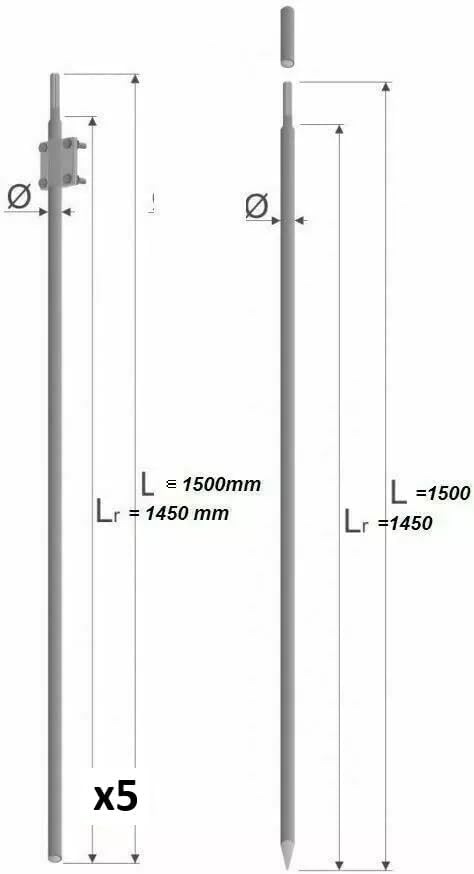 Tiefenerder Erder Erdung feuerverzink Ø18 1500mm 1,5m nach DIN EN 62561 Längenauswahl 1,5m 3m 4,5m 6