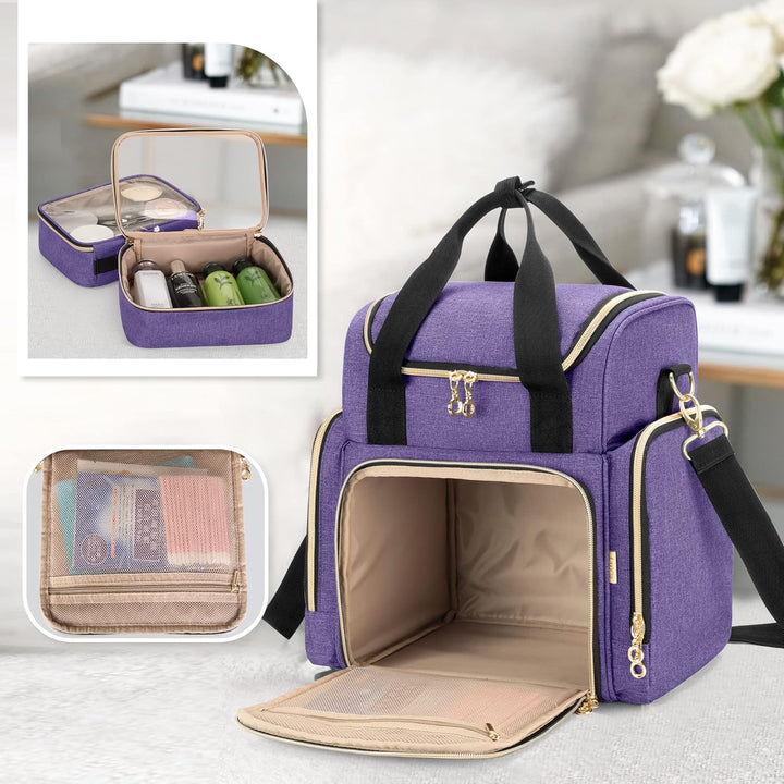 Luxja Kulturtasche Damen, Make Up Organizer Tasche, Kosmetikkofffer für Make up, Kosmetiktasche zum