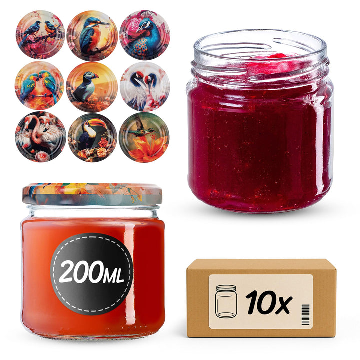 KADAX 10er Set Einmachgläser 200ml TO66, Marmeladengläser Vorratsgläser Mason Jar mit Schraubdeckel,