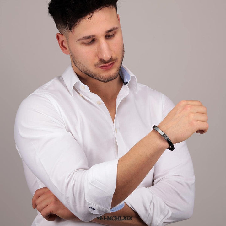 Morellato Moody Herren Armband, aus Edelstahl, Leder, Kristalle, Grau-PVD - SQH31