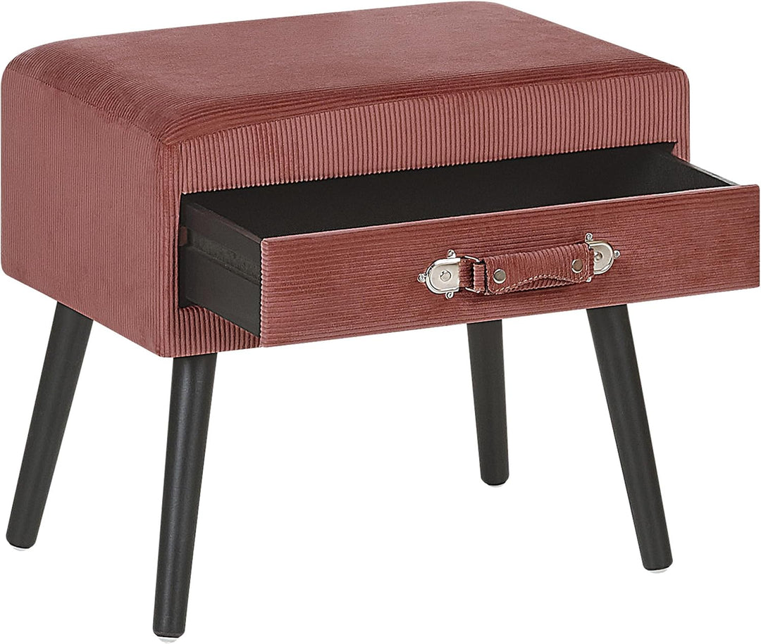 Lustiger Nachttisch 1 Schublade Koffer-Optik Cord rosa Eurostar
