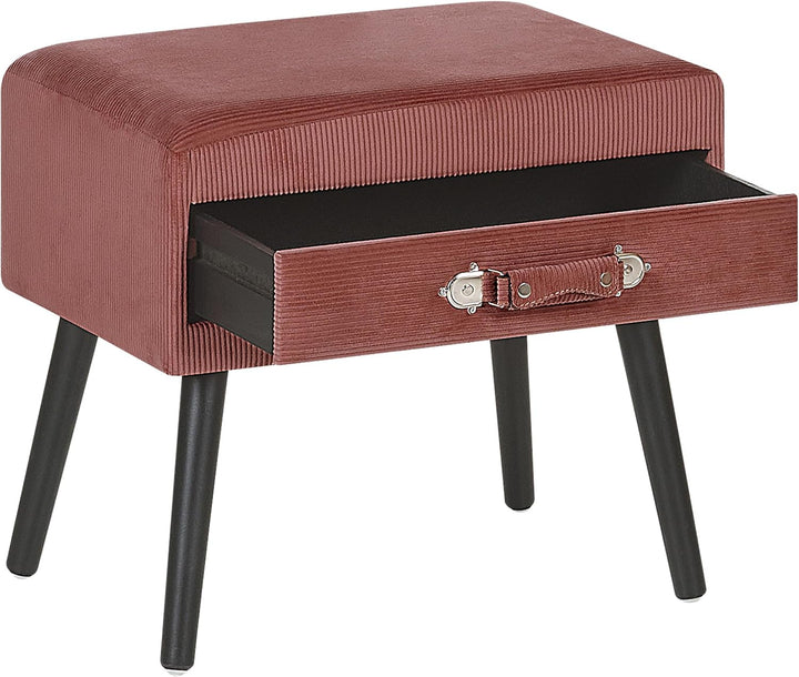 Lustiger Nachttisch 1 Schublade Koffer-Optik Cord rosa Eurostar