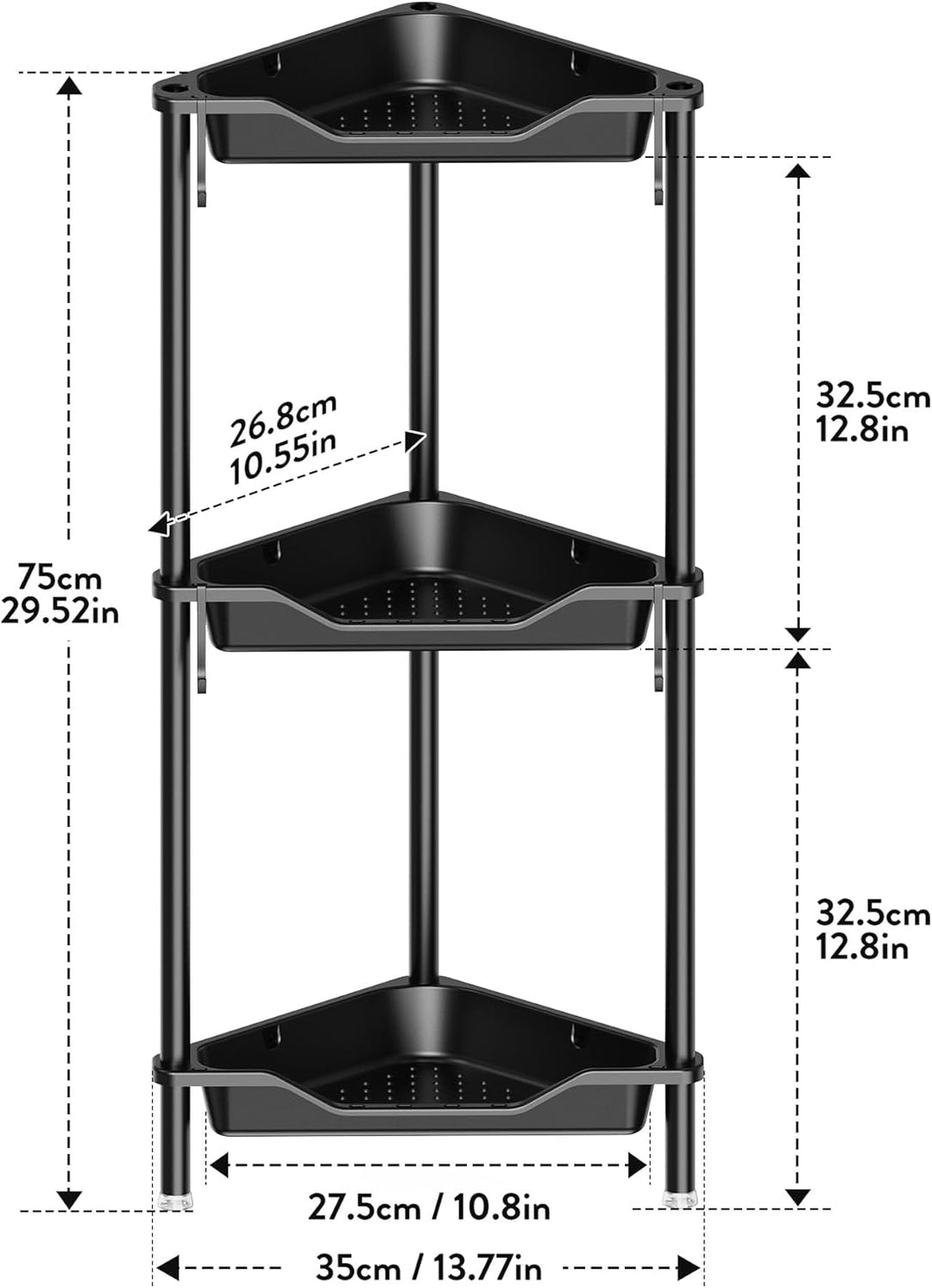 Orimade 3 Stück Duschregal Stehend Rostfrei,Ecke Duschablage Freistehende, Duschablage ohne Bohren f