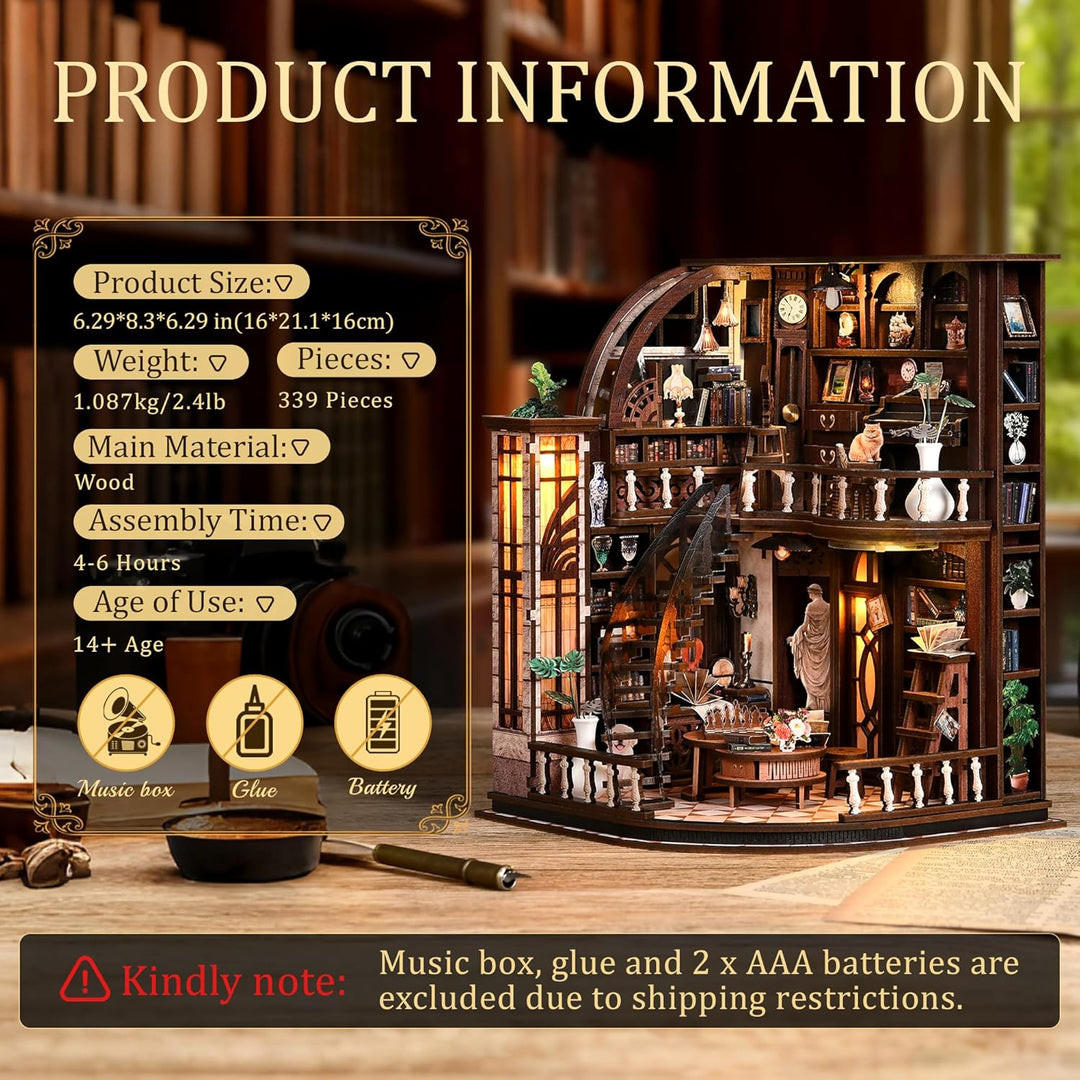 Book Nook Kit für Erwachsene - CRIOLPO DIY Miniatur Haus Holzpuzzle 3D Puppenhaus - Buchstütze für B