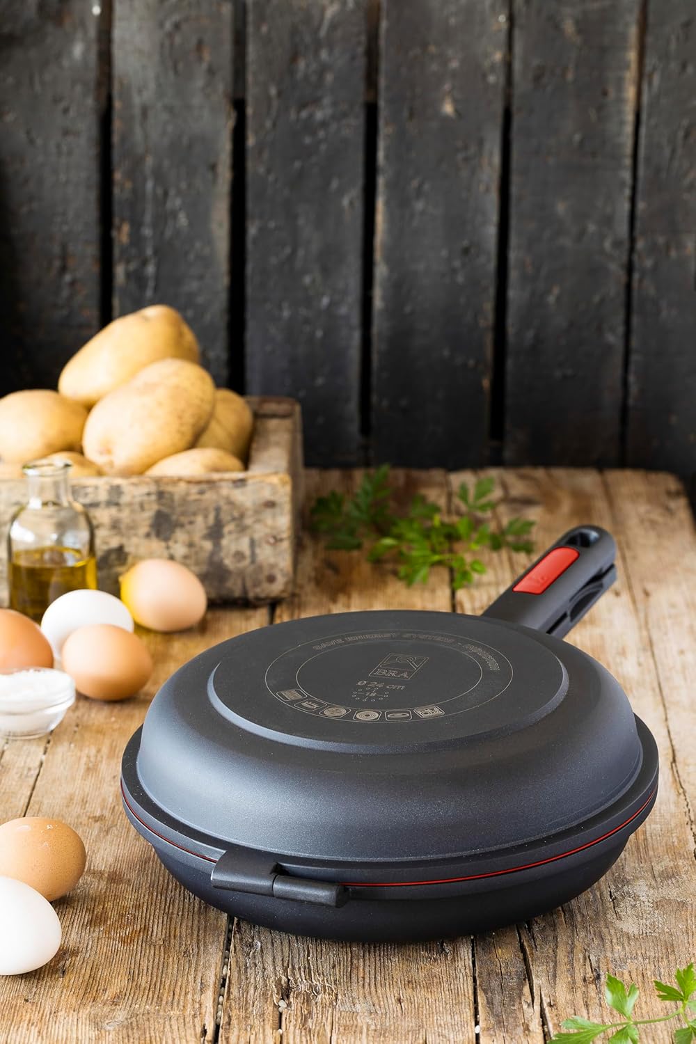 Bra Dupla Premiere Doppel-Pfanne aus Aluminiumguss mit Antihaftbeschichtung, geeignet für alle Herda