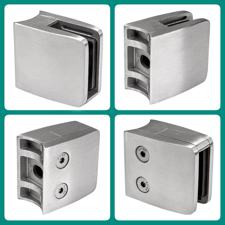 PRIOstahl Glashalter 4 Stück Glasklemme Klemmhalter Glashalter mit Sicherungsplatte + Sicherungsstif