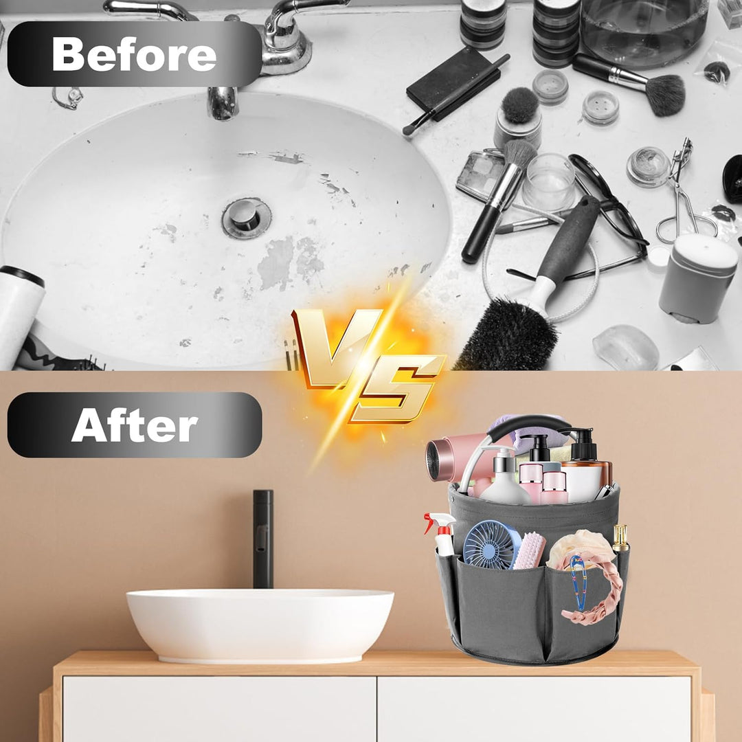 Putzmittel Organizer, Faltbarer Putztasche, Putzmittel Aufbewahrung mit Griff und 6 Tasche, Putzkorb