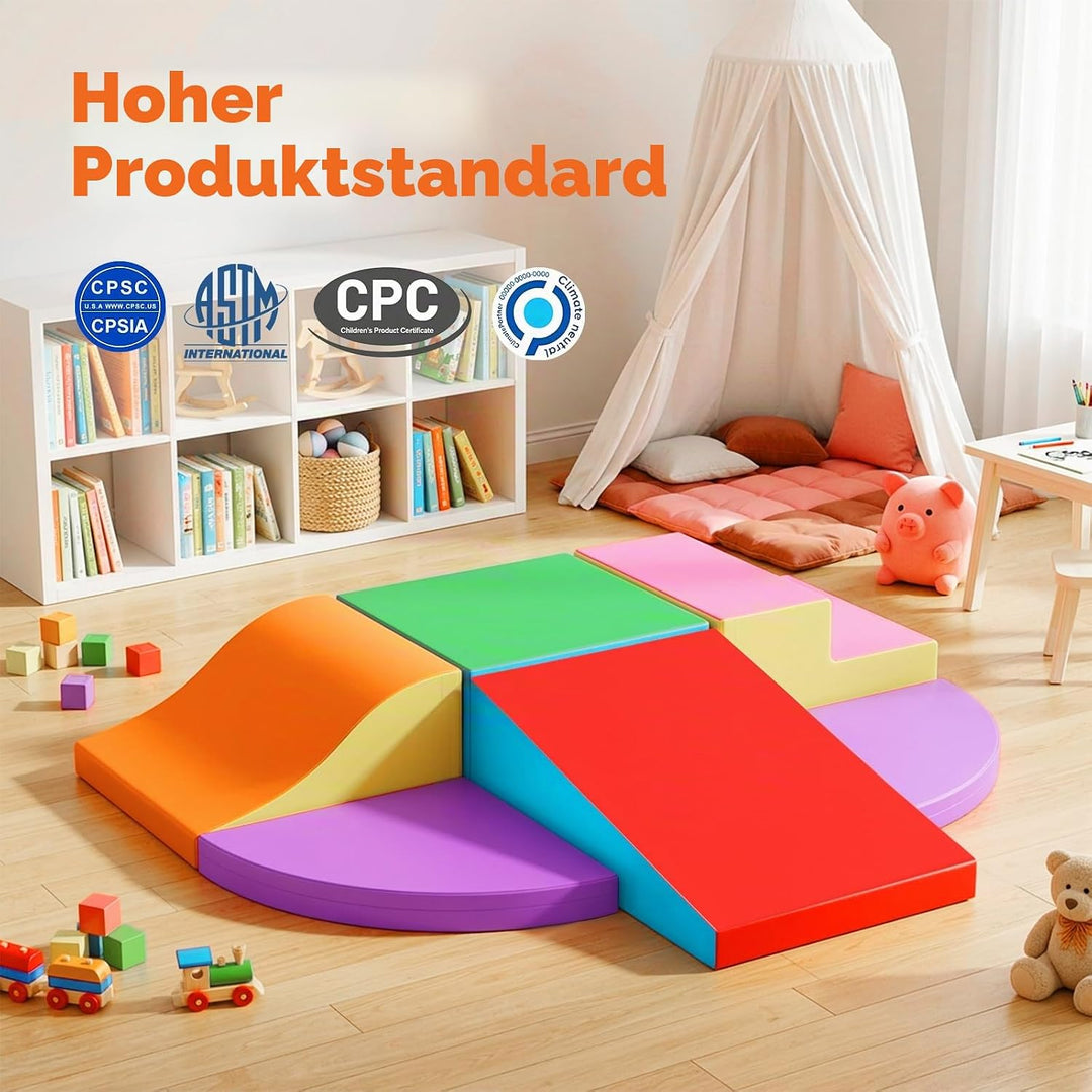 6er Schaumstoffbausteine Kinder | EPE Softbausteine | Motorikspielzeug Krabbellandschaft | Kletterba