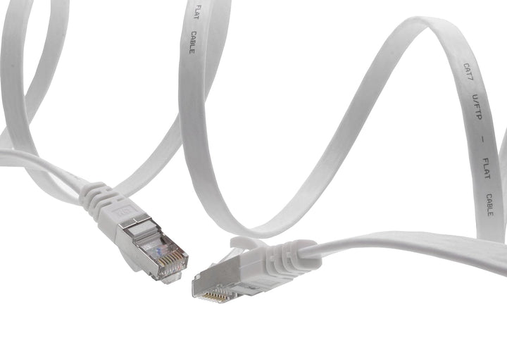 5m - weiss - 10 Stück Cat7 Flachkabel Netzwerkkabel Cat 7 Rohkabel Gigabit Lan (10Gbit/s) Flachbandk