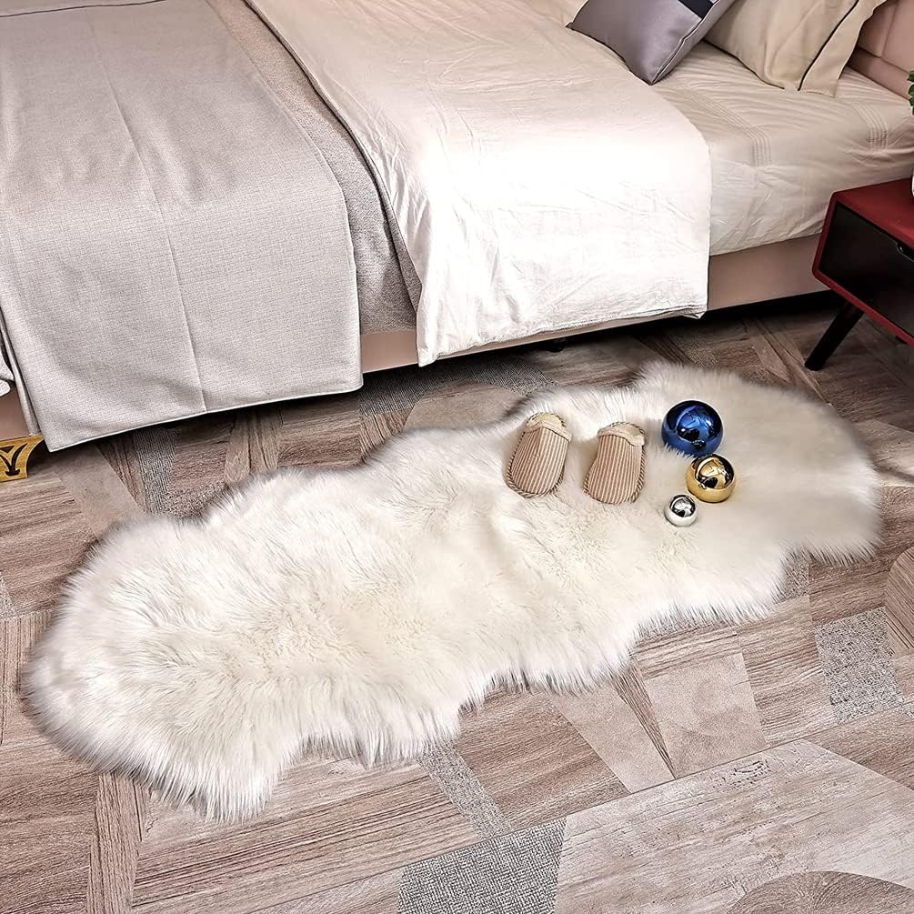 Faux Lammfell Schaffell Flauschig Teppich 60 x 160 cm Nachahmung Wolle fellteppich Weiche Longhair F