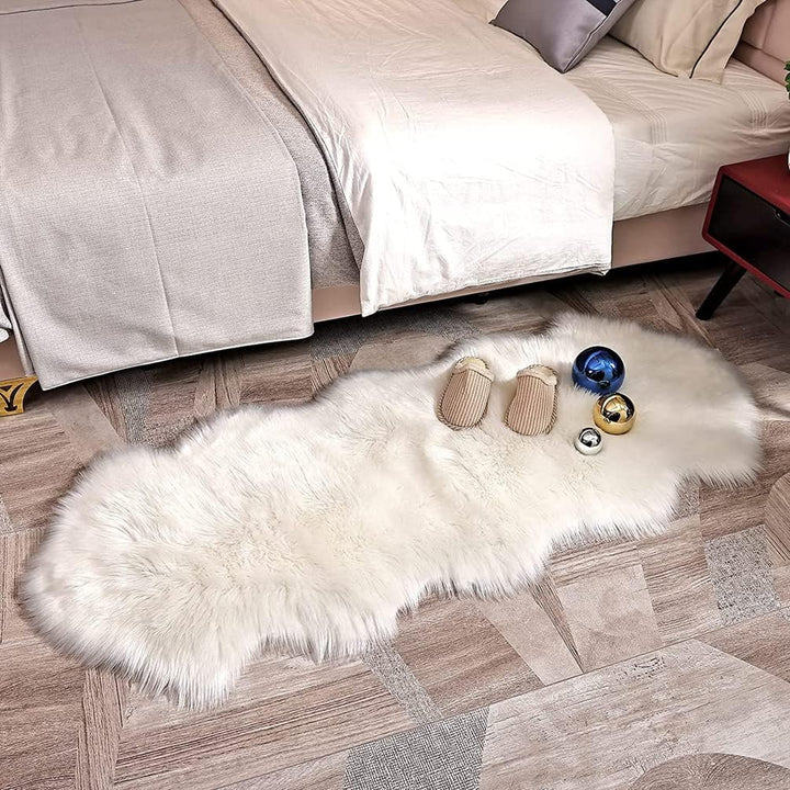 Faux Lammfell Schaffell Flauschig Teppich 60 x 160 cm Nachahmung Wolle fellteppich Weiche Longhair F