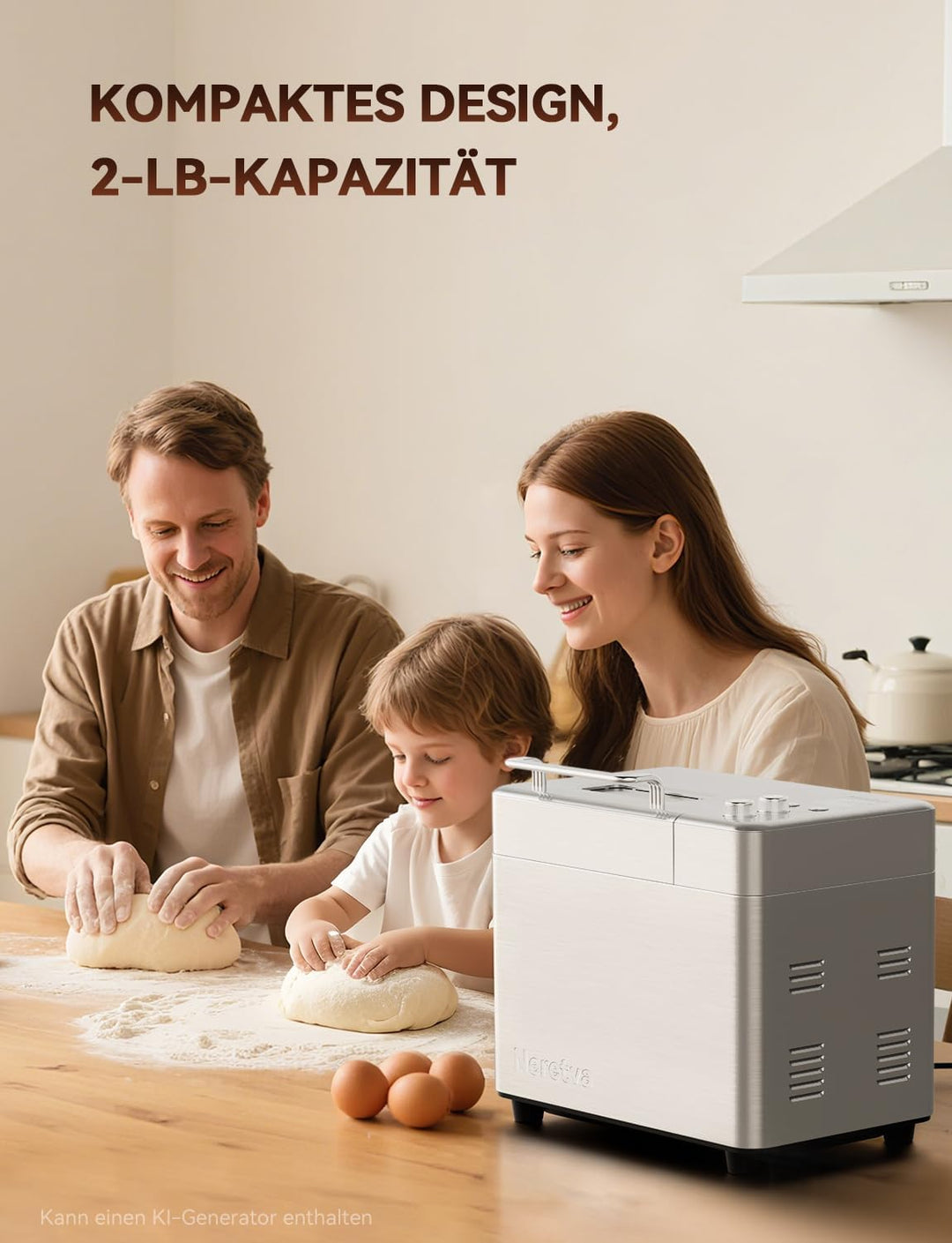 Neretva Brotbackautomat, 17 Programme&1KG Kapazität Brotbackautomaten mit Auto Nuss&Fruchtspender, A