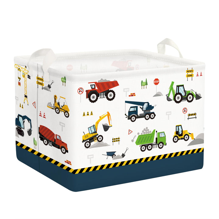 Clastyle Cartoon Bau LKW Jungen Würfel Aufbewahrungskorb für Babyzimmer Bagger Bulldozer Blau Wasser