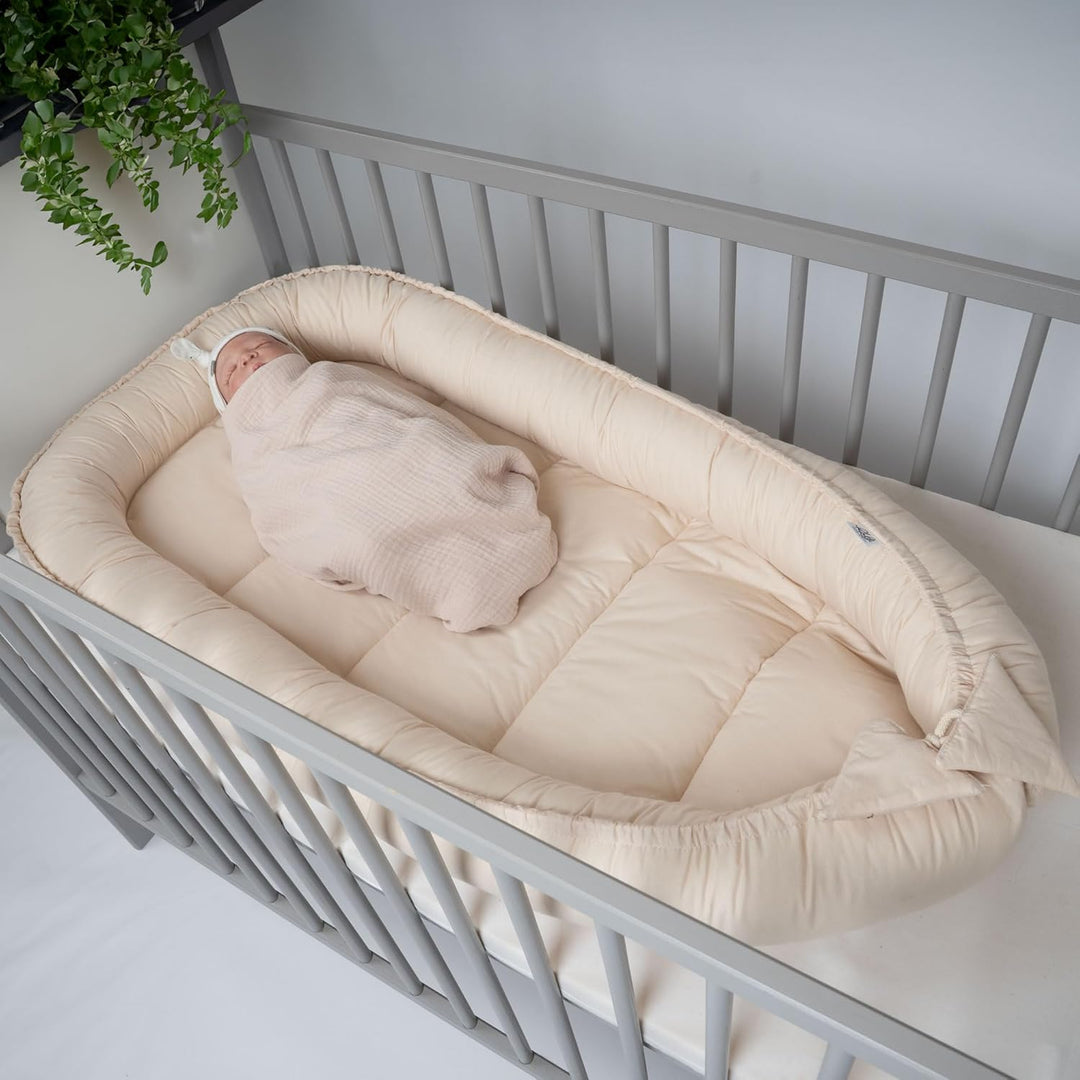 PaLulli 120x60 cm Babynest Babynestchen XXL Babykokon 2seitig 100% Baumwolle Kissen Nestchen für Bab