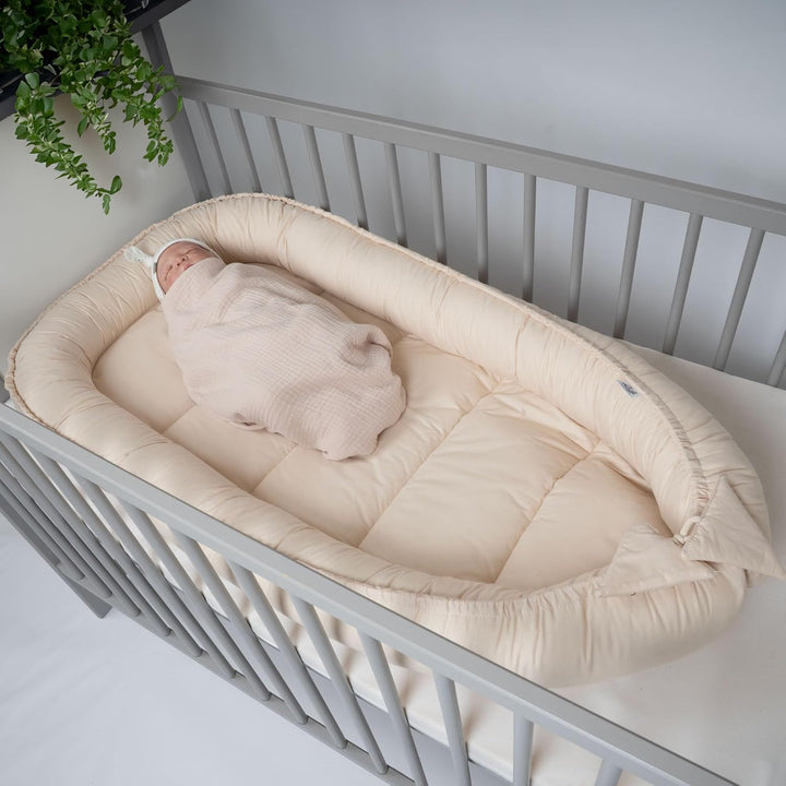 PaLulli 120x60 cm Babynest Babynestchen XXL Babykokon 2seitig 100% Baumwolle Kissen Nestchen für Bab