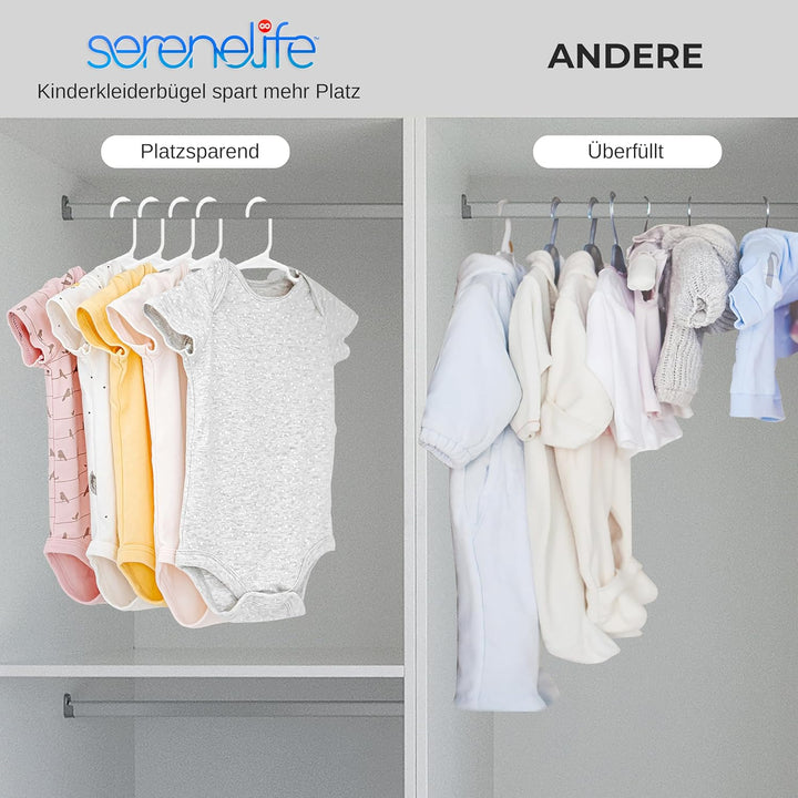 SereneLife Kinderkleiderbügel 20er Set – Kleiderbügel Kinder & Baby Kleiderbügel Kunststoff & rutsch