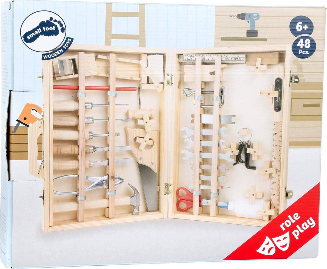 small foot Werkzeugkoffer Deluxe aus Holz, mit Zubehör, wie Hammer, Säge, Hobel uvm, ab 6 Jahren, 22