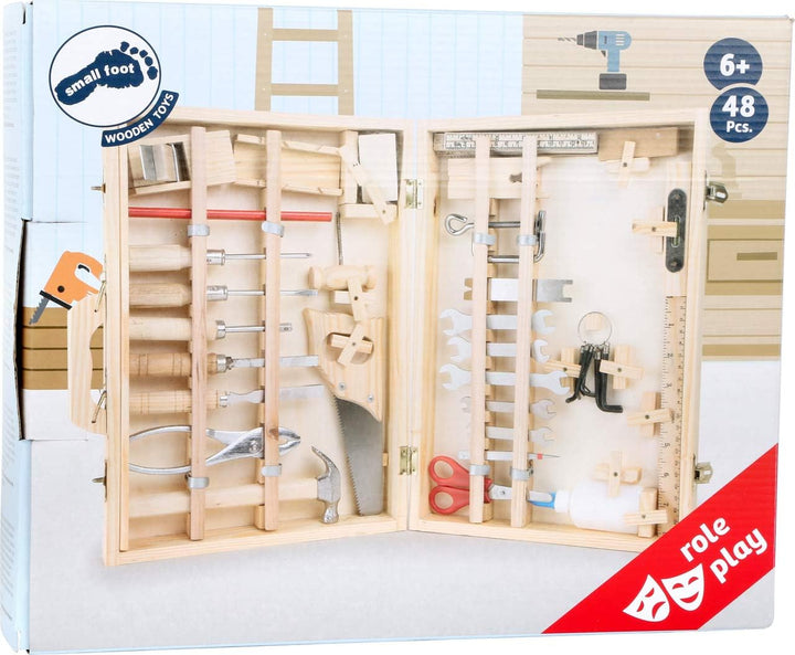 small foot Werkzeugkoffer Deluxe aus Holz, mit Zubehör, wie Hammer, Säge, Hobel uvm, ab 6 Jahren, 22