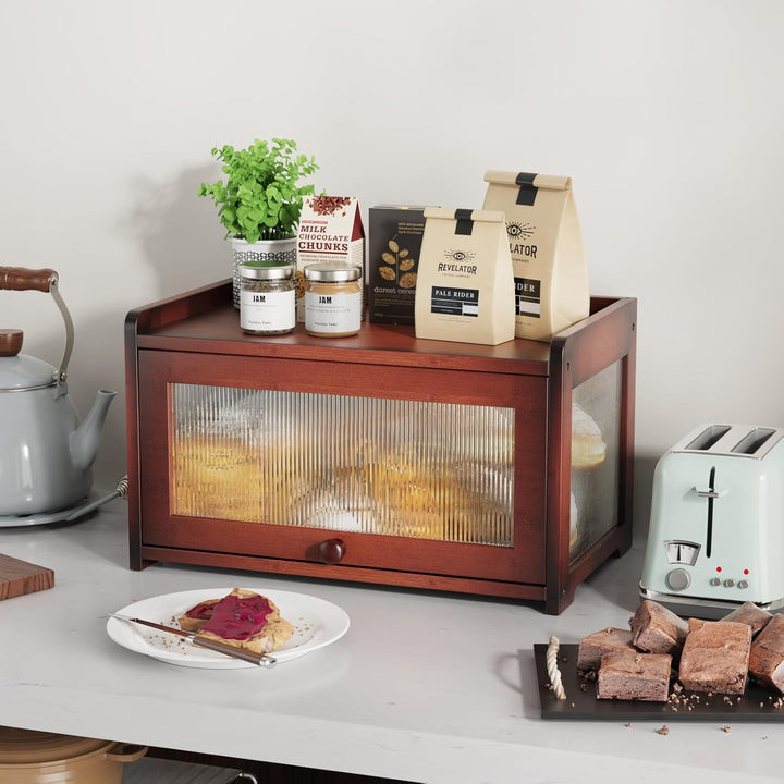 BAMBANG Bambus Brotkasten, Extragross Brotkästen Holz für Küchentheke, brotbox küche zur Brotaufbewa
