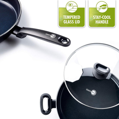 GreenPan Torino Gesunde antihaftbeschichtete Keramik 28cm/3,6 Liter Wok, PFAS frei, Induktion, Backo