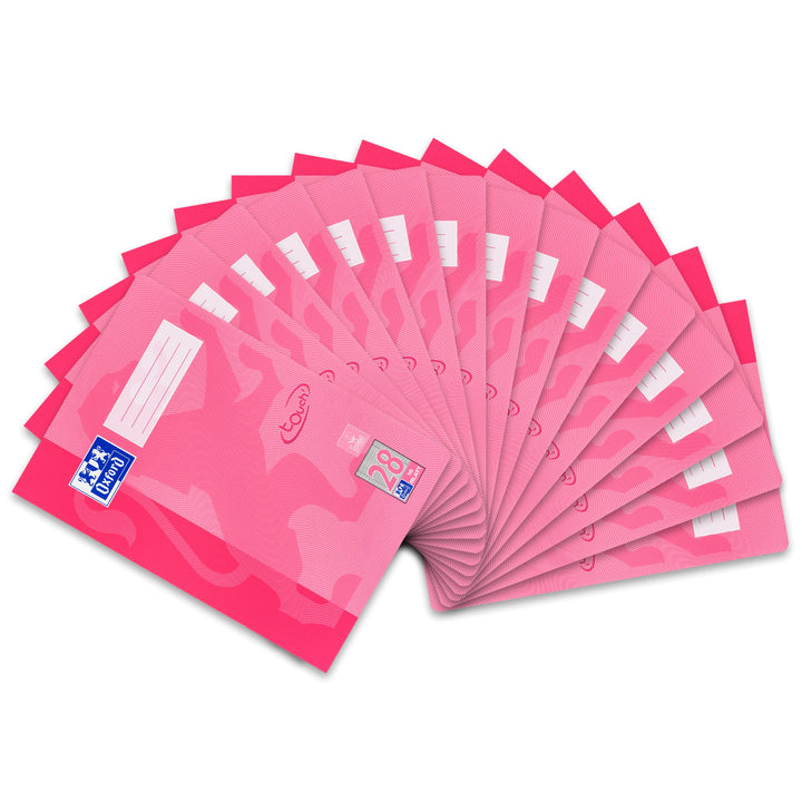 Oxford Schulheft A4, Touch, 16 Blatt, Lineatur 28, kariert, 15 Stück rosa Lineatur 28 - kariert mit