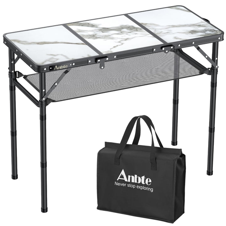 Anbte Campingtisch Klappbar 88x40cm Aluminium Rahmen 3 Höhenverstellbar 26/48/70cm Picknicktisch mit