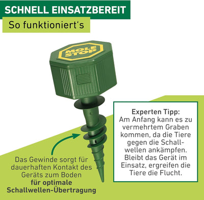 Windhager Wühlmaus- & Maulwurfvertreiber MOLE Stop 1000, Wühlmausabwehr, Schlagenabwehr, Eidechsenab