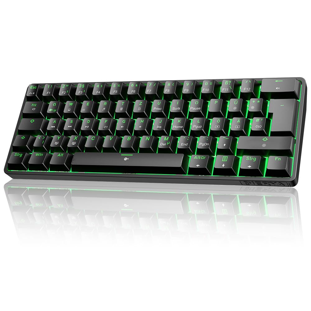 Dierya DK61SE-D Gaming Tastatur 60 Prozent Mechanische Blauer Schalter,QWERTZ Deutsches Layout,Ultra