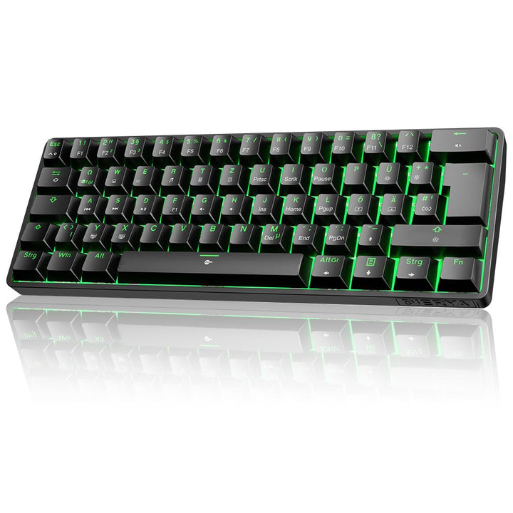 Dierya DK61SE-D Gaming Tastatur 60 Prozent Mechanische Blauer Schalter,QWERTZ Deutsches Layout,Ultra